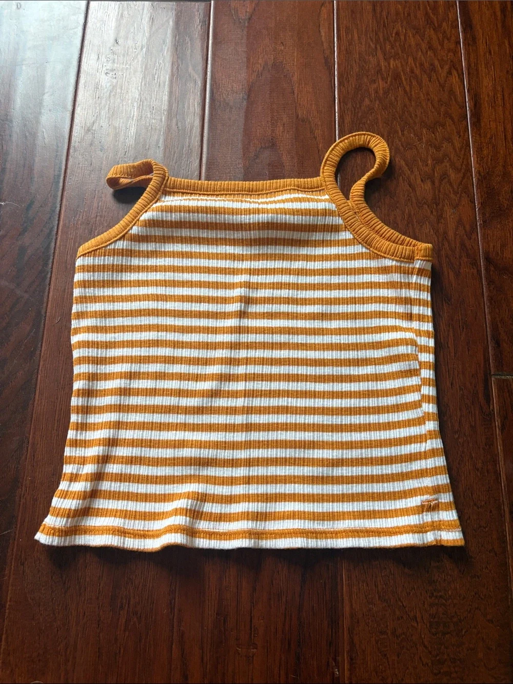 Old Navy Yellow and White Striped Ribbed Tank Top
